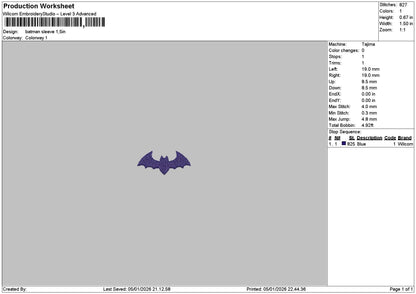 Bat Icon 0501 Embroidery File 6 sizes