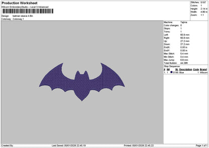 Bat Icon 0501 Embroidery File 6 sizes