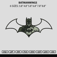 Batmanwings Embroidery File 6 sizes