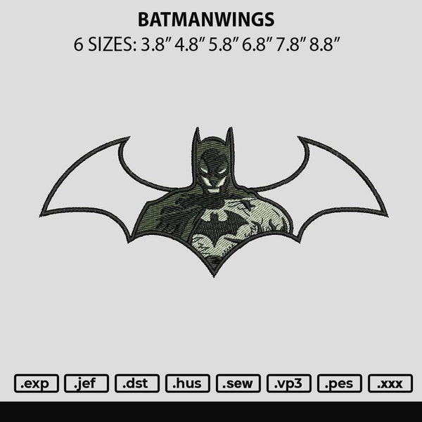 Batmanwings Embroidery File 6 sizes