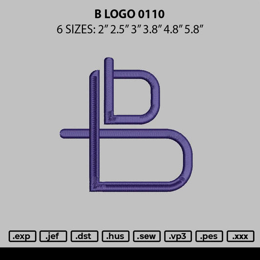 B Logo 0110 Embroidery File 6 sizes