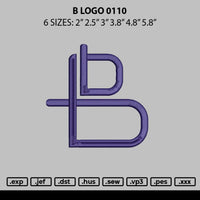 B Logo 0110 Embroidery File 6 sizes
