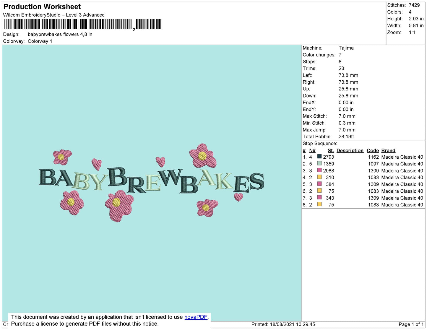 Babybrewbakes Flowers Embroidery File 5 size