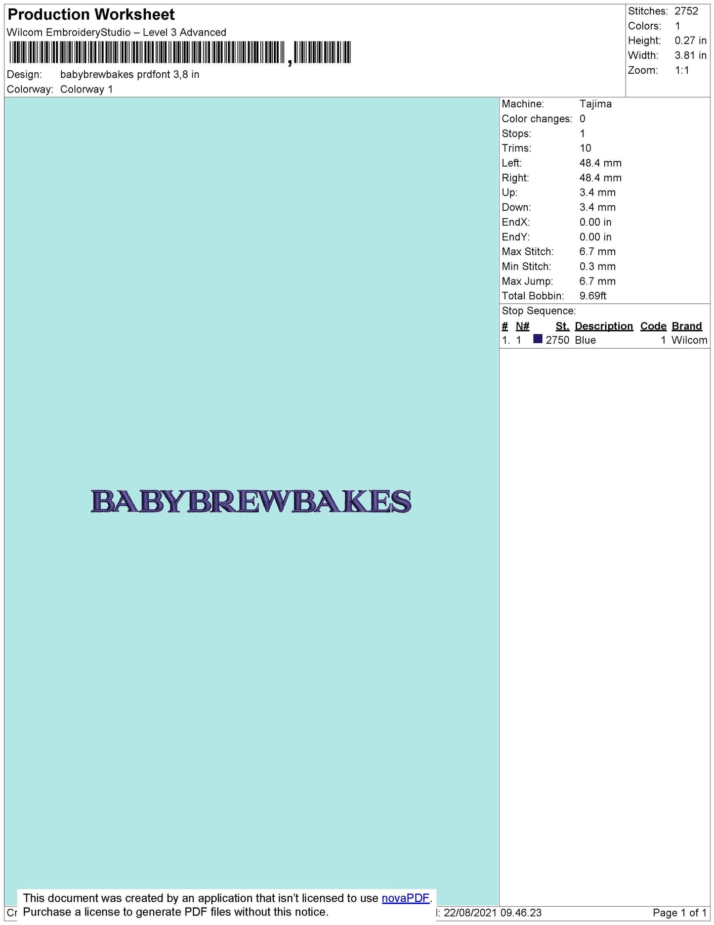 Babybrewbakes Prdfont Embroidery File 4 size