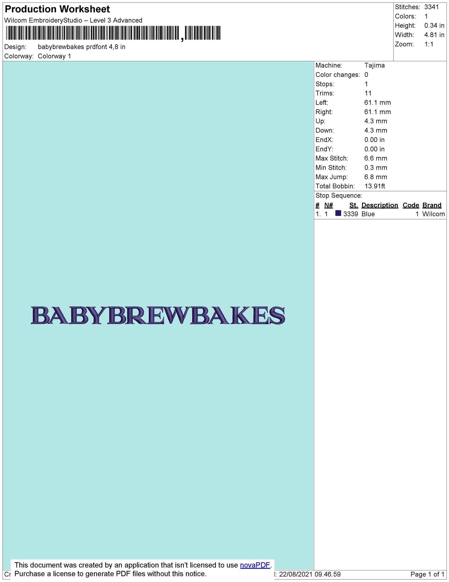 Babybrewbakes Prdfont Embroidery File 4 size