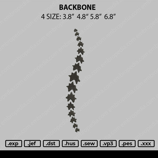 Backbone Embroidery File 4 size