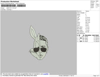 Bad Bunny White Embroidery File 4 size