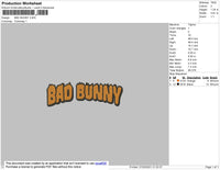 Bad Bunny Text Flames Embroidery File 4 size