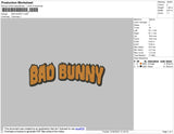 Bad Bunny Text Flames Embroidery File 4 size