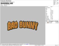 Bad Bunny Text Flames Embroidery File 4 size