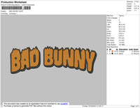 Bad Bunny Text Flames Embroidery File 4 size