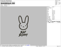 Bad Bunny V2 Embroidery File 4 size