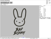 Bad Bunny V2 Embroidery File 4 size