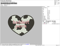 Baddest Perra Embroidery File 4 size