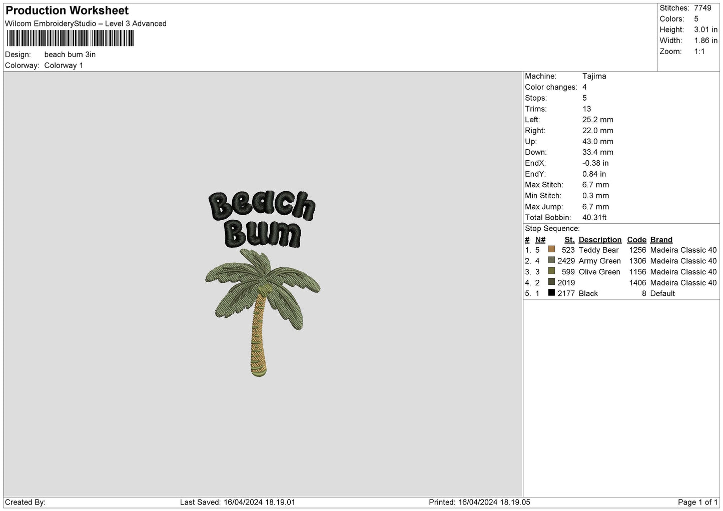 Beachtext Embroidery File 6 sizes