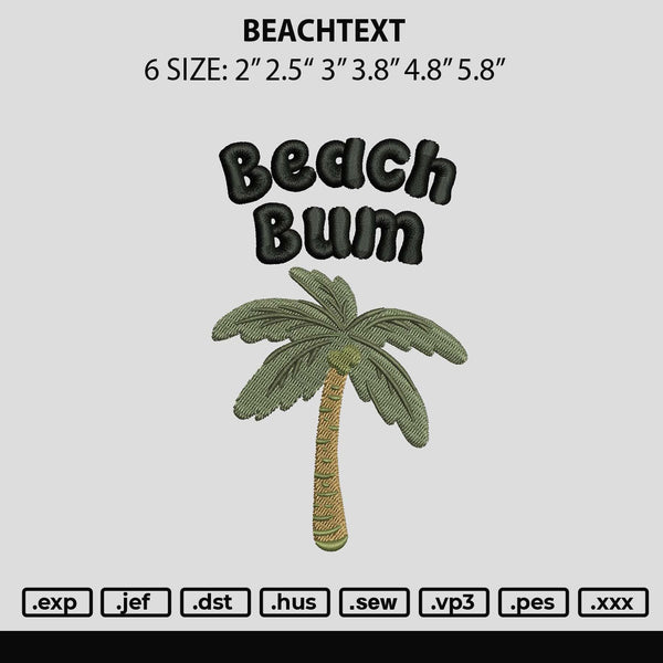 Beachtext Embroidery File 6 sizes