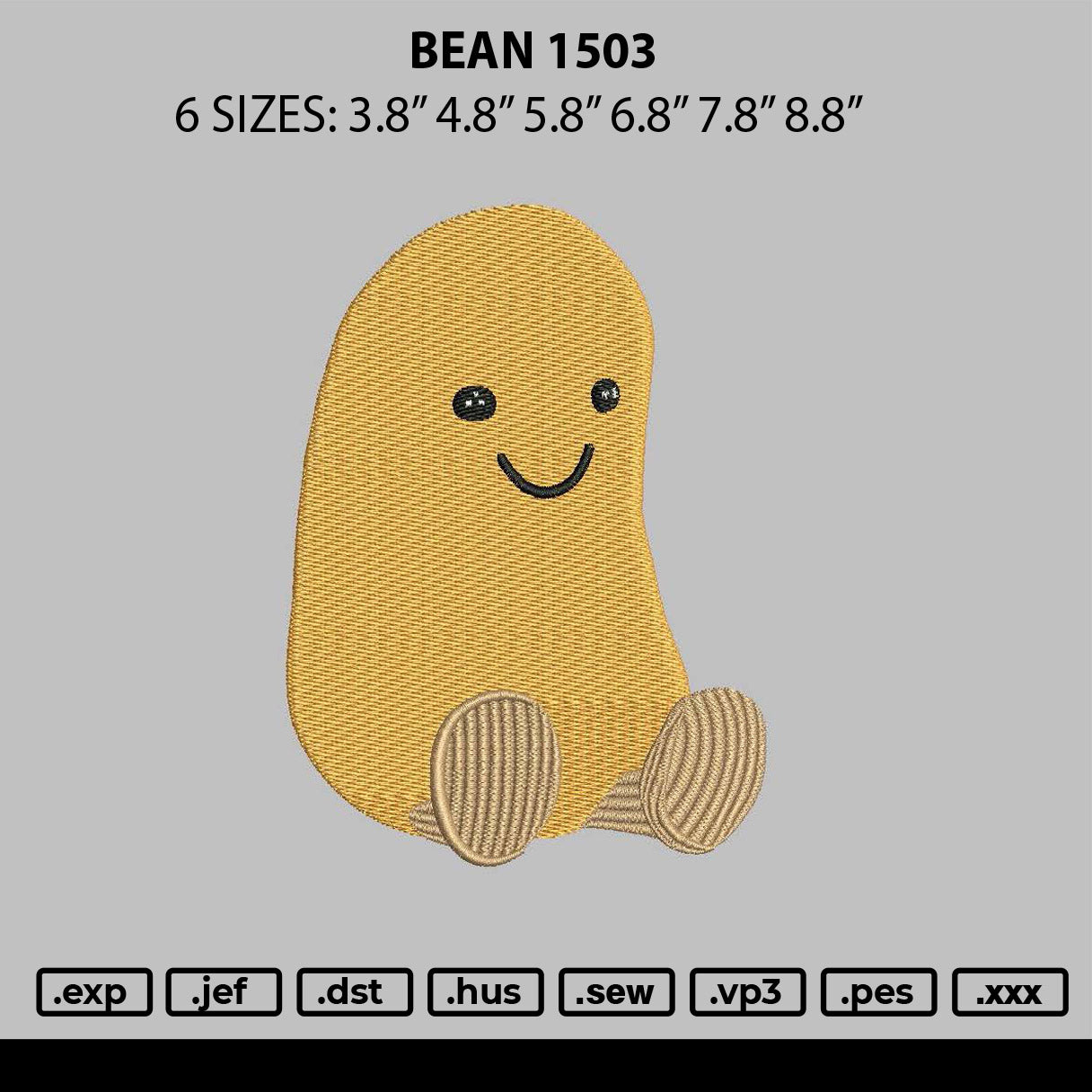 Bean 1503 Embroidery File 6 sizes