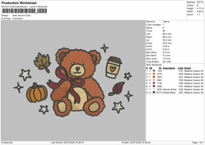 Bear 2207 Embroidery Machine Design File 6 sizes