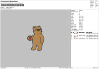 Bear Drinking Embroidery File 6 sizes