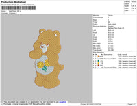 Bear Flower Embroidery File 4 size