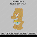 Bear Flower Embroidery File 4 size