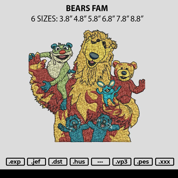 Bears Fam Embroidery File 6 sizes