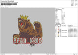 Bear King Embroidery File 6 sizes