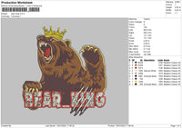 Bear King Embroidery File 6 sizes