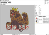 Bear King Embroidery File 6 sizes