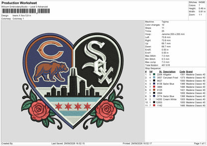 Sox Heart Embroidery Machine Design File 6 sizes