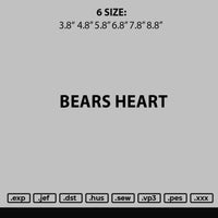 Bears Heart Embroidery File 6 sizes