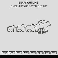 Bears Outline Embroidery File 6 sizes