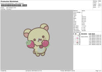 Bear Strawberry Embroidery File 6 sizes