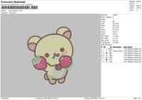 Bear Strawberry Embroidery File 6 sizes