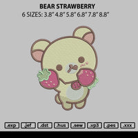 Bear Strawberry Embroidery File 6 sizes