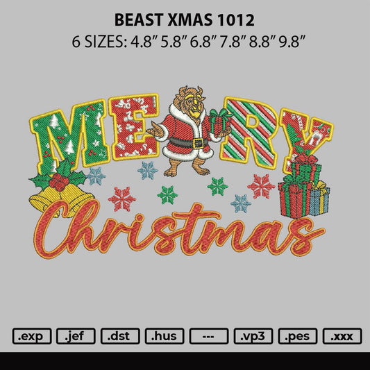 Beast Xmas 1012 Embroidery File 6 sizes