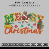 Beast Xmas 1012 Embroidery File 6 sizes