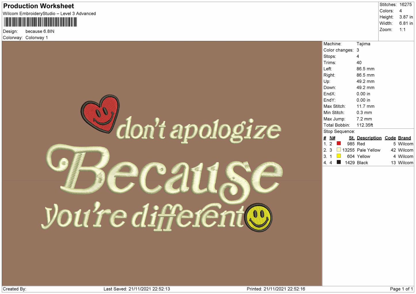 Quote 001 Embroidery File 4 size