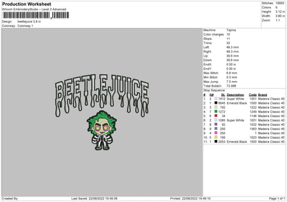 Beetlejuice Embroidery File 5 sizes