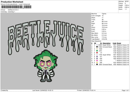 Beetlejuice Embroidery File 5 sizes