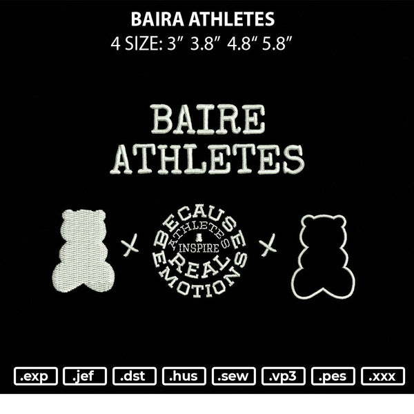 Baire Athletes Embroidery File 4 size