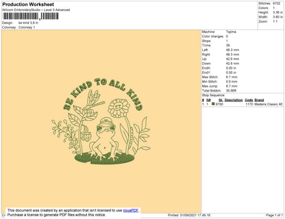 Be Kind to all kind Embroidery Design File