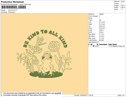 Be Kind to all kind Embroidery Design File