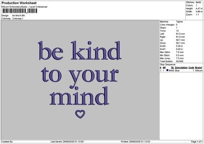 Be Kind 2906 Embroidery File 6 sizes
