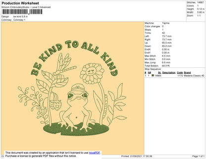 Be Kind to all kind Embroidery Design File