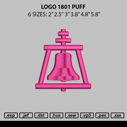 Logo 1801 Puff Embroidery File 6 sizes