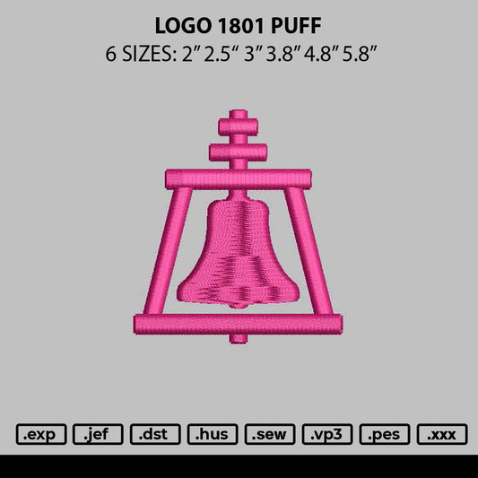 Logo 1801 Puff Embroidery File 6 sizes