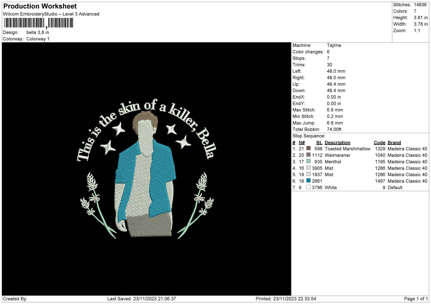 Man Text 2311 Embroidery File 6 sizes
