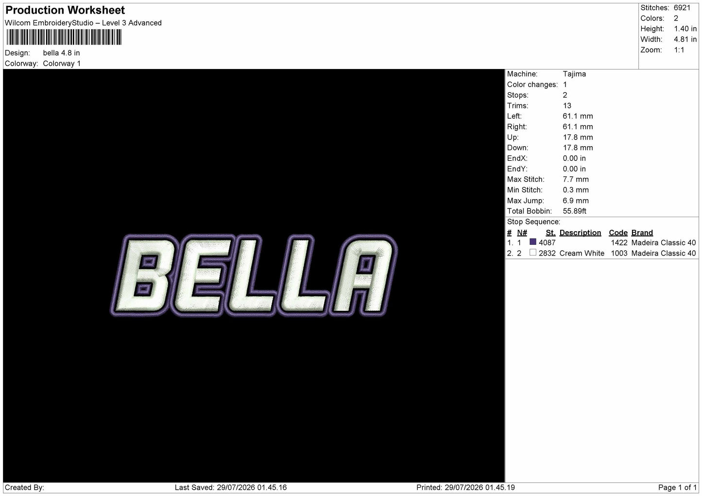 17 Names Embroidery Machine Design File 6 sizes