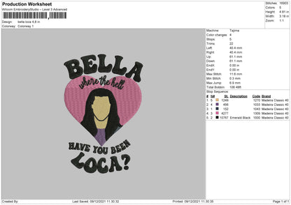 Bella Loc Embroidery File 4 size